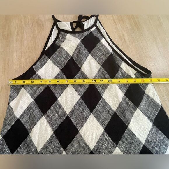 Bella Dahl black and white buffalo plaid halter dress with raw hem size M - Picture 8 of 8